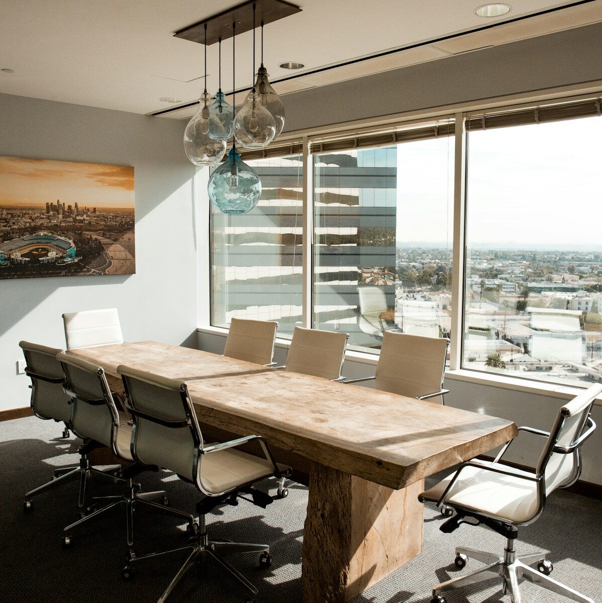 beige wooden conference table